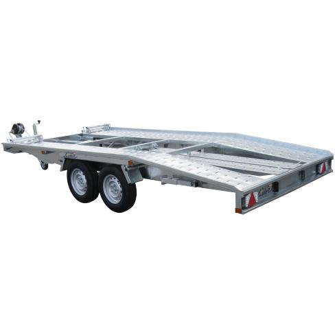 PORTE VOITURE TYPE: 39790 450X203 +2 GD RAMPES, treuil, béquilles AR, cales roues PTC:2700KG LSD1 (MAI 23) – www.remorques-du-nord.fr