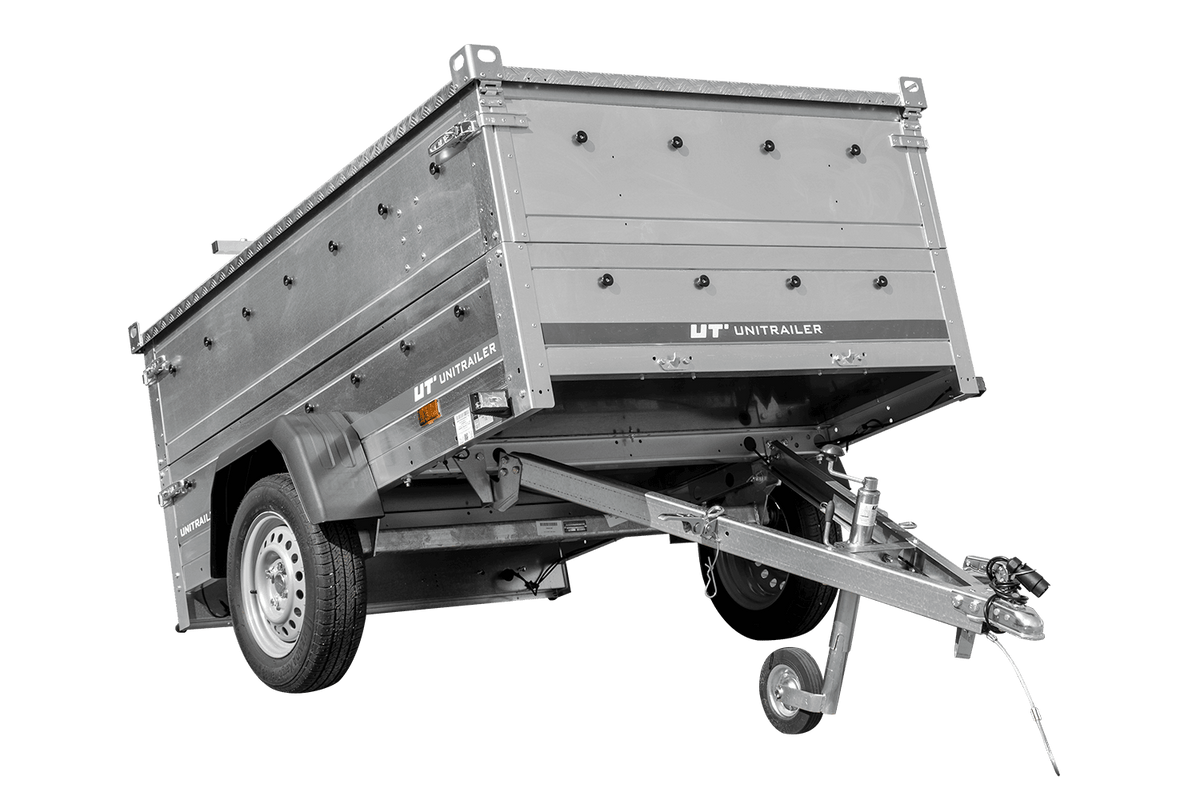 Leichter Anhänger 200x125 UNITRAILER GARDEN 201 KIPP mit BIS-Bordwänden und Aluminiumabdeckung