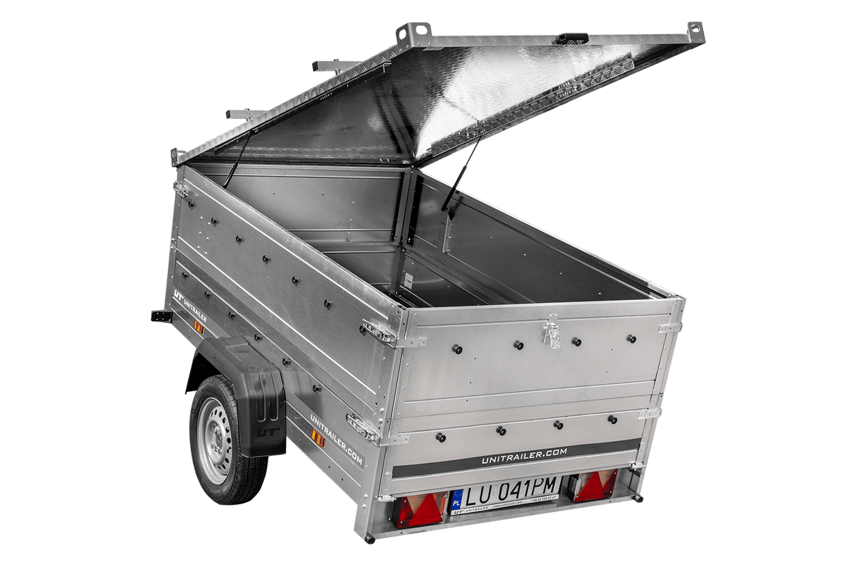 Leichter Anhänger 200x125 UNITRAILER GARDEN 201 KIPP mit BIS-Bordwänden und Aluminiumabdeckung
