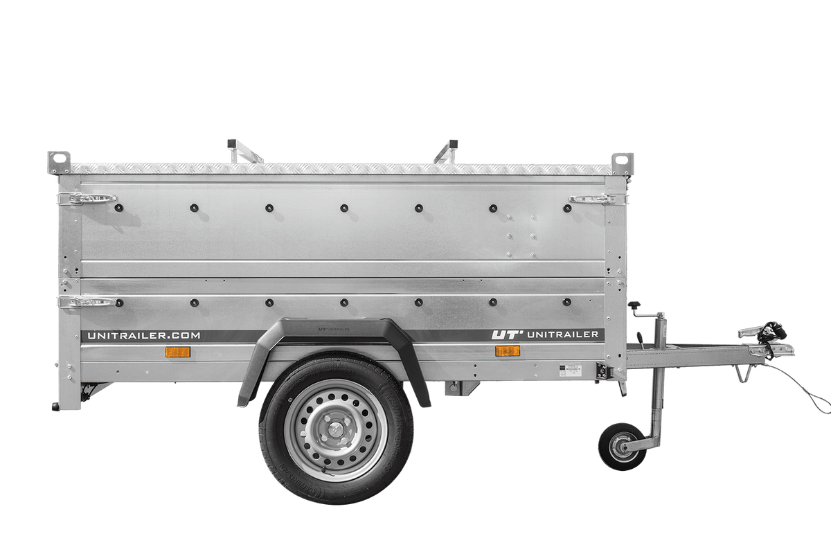 Leichter Anhänger 200x125 UNITRAILER GARDEN 201 KIPP mit BIS-Bordwänden und Aluminiumabdeckung