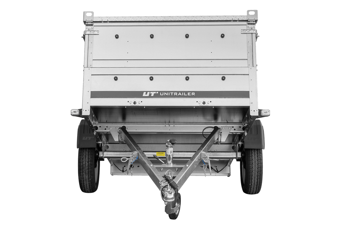 Single-axle trailer 230x125 UNITRAILER GARDEN 230 KIPP with BIS side walls and aluminum cover