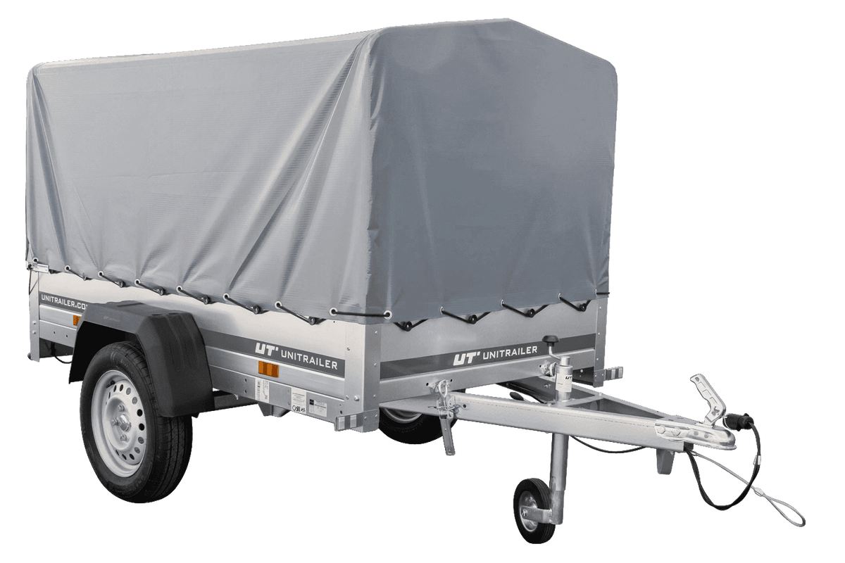 PKW-Anhänger Garden Trailer 200 KIPP 200 x 106 cm mit Hochplane, Spriegel und Stützrad Gesamtgewicht 500 kg
