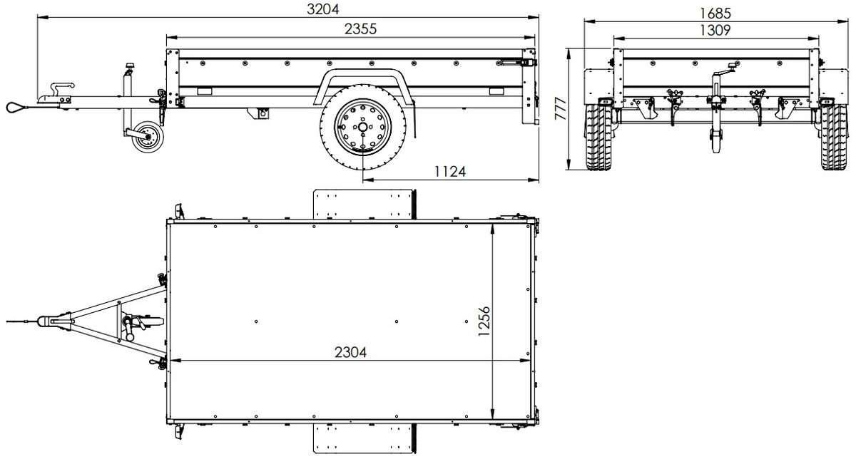Straßenanhänger mit Hochplane, Spriegel H-800 und Stützrad 230x125 Garden Trailer 230 KIPP