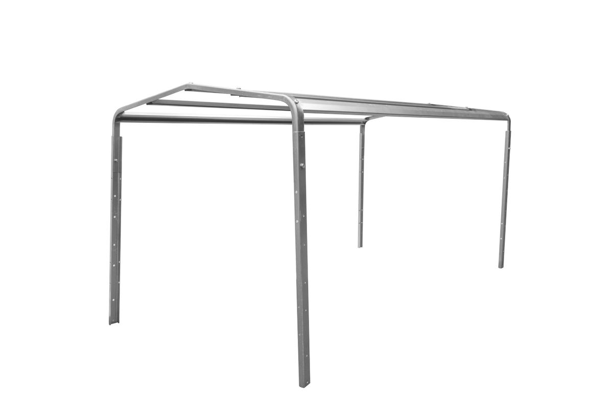 Straßenanhänger mit blauer Hochplane, H-800 Spriegel und Stützrad 230x125 Garden Trailer 230 KIPP