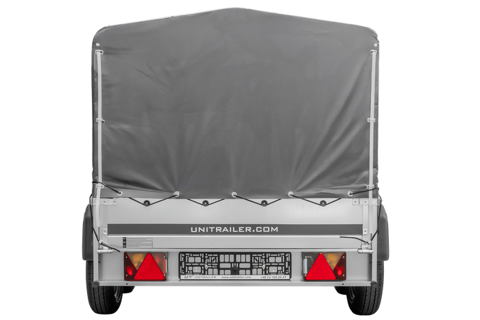 UNITRAILER 264/2 KIPP ANHÄNGER MIT DOPPELACHSE, STÜTZRAD, PLANENGESTELL UND GRAUER PLANE