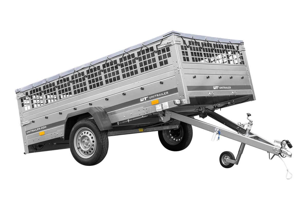 Remorque légère 264x150 UNITRAILER GARDEN 265 KIPP avec ridelles grillagées, châssis H-0 et bâche grise