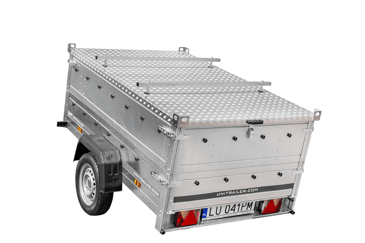 Leichter Anhänger 200x125 UNITRAILER GARDEN 201 KIPP mit BIS-Bordwänden und Aluminiumabdeckung
