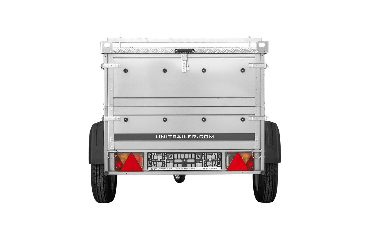Einachsanhänger 150x106 UNITRAILER GARDEN 150 KIPP mit Seitenwänden, Aufsatzbordwänden und Aluminiumhaube