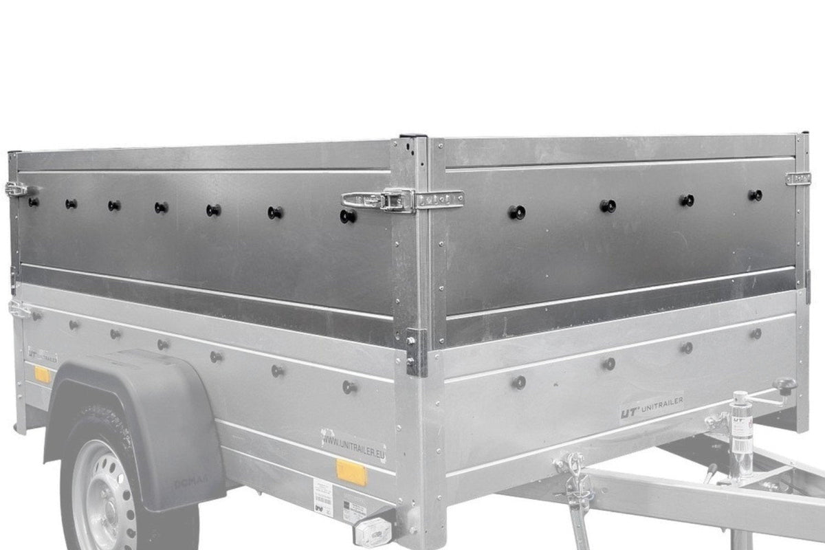 Einachsanhänger 150x106 UNITRAILER GARDEN 150 KIPP mit Seitenwänden, Aufsatzbordwänden und Aluminiumhaube