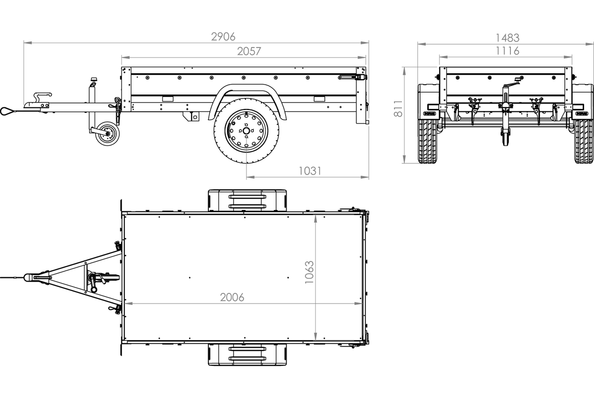 Gartentrailer 200 KIPP 200x106 cm Freizeit-Anhänger