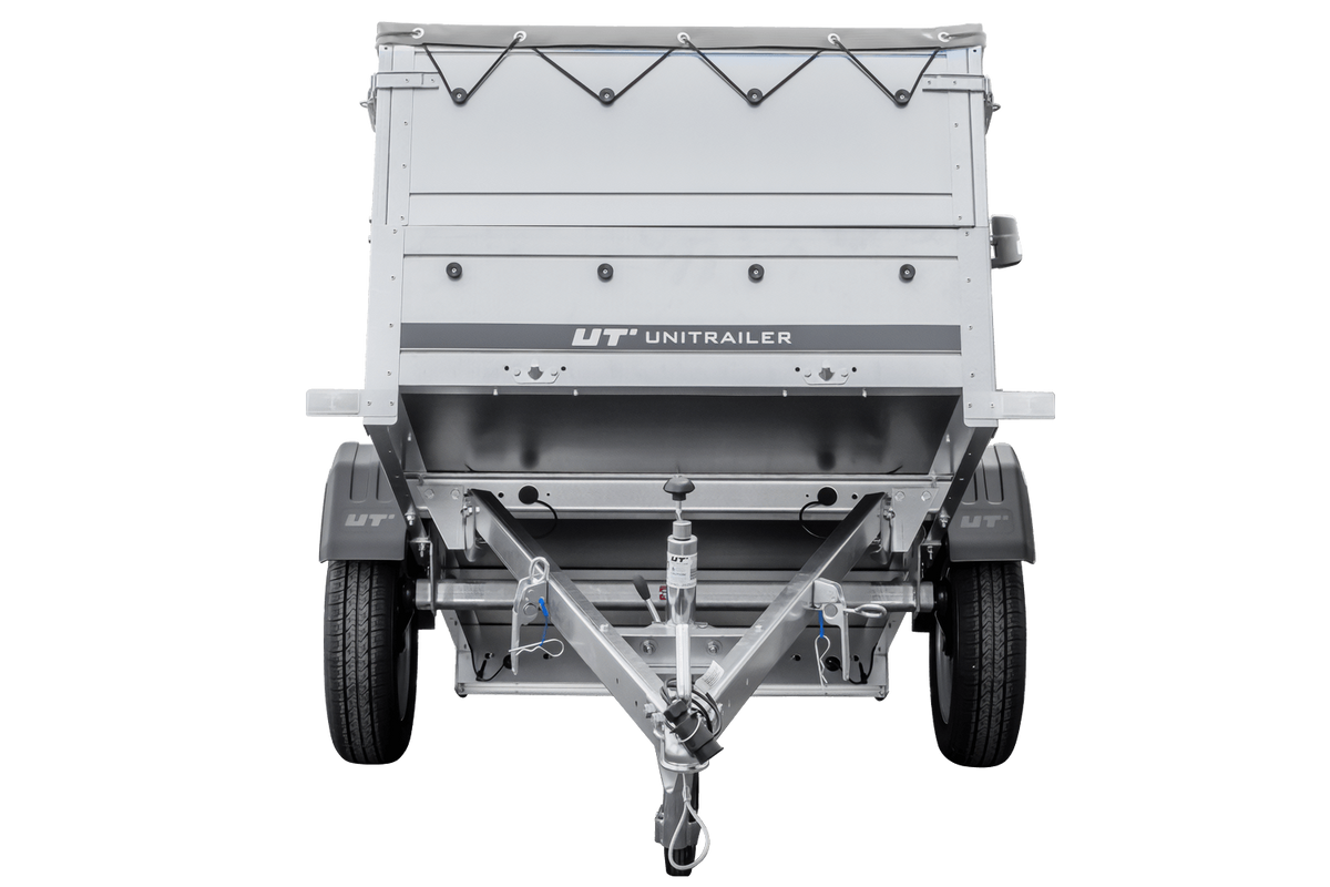 Neuer Anhänger 200x106 mit Flachplane, Bordwandaufsätzen und Stützrad – Garden Trailer 200 KIPP