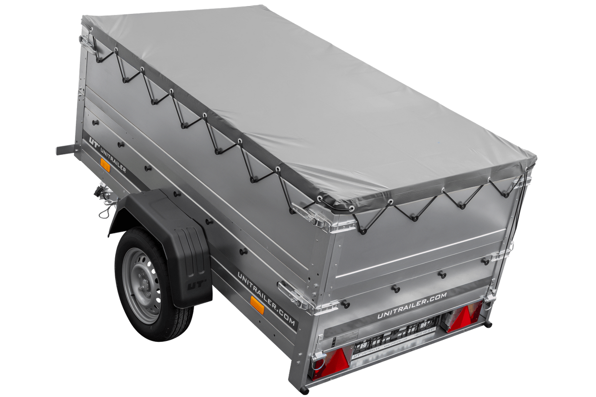 Neuer Anhänger 200x106 mit Flachplane, Bordwandaufsätzen und Stützrad – Garden Trailer 200 KIPP