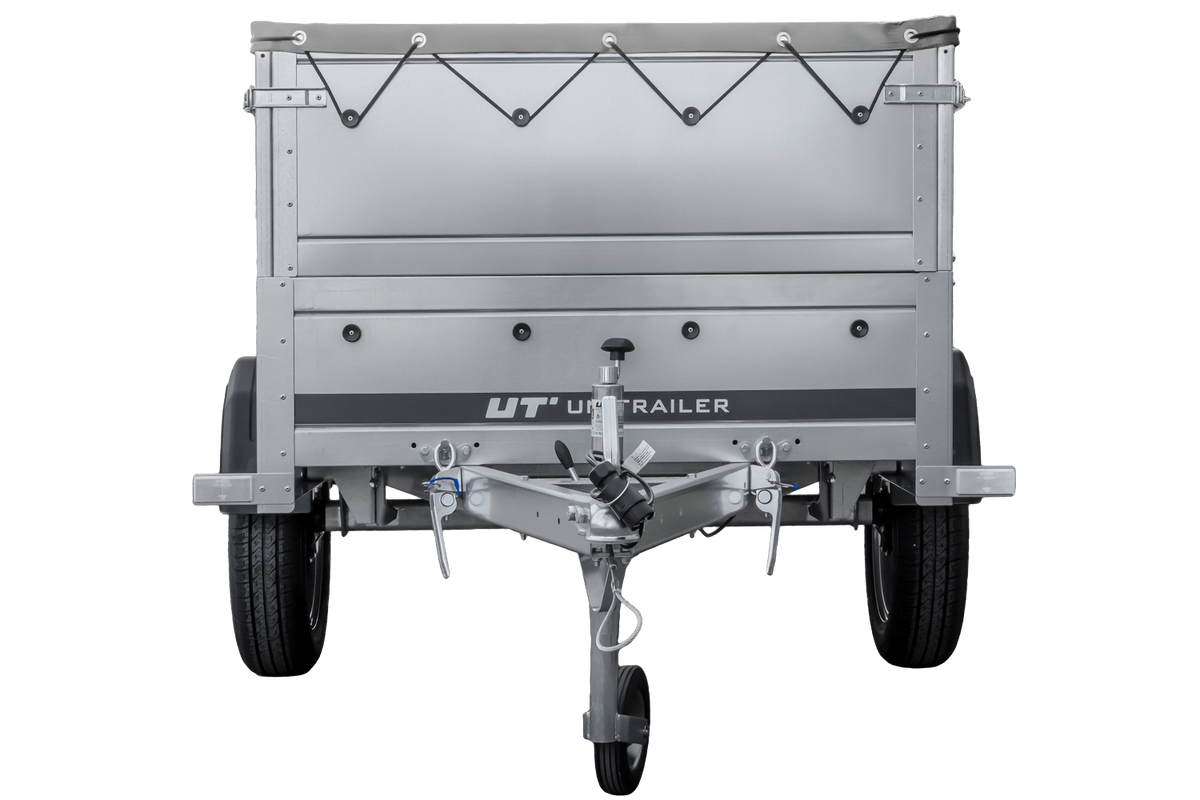Neuer Anhänger 200x106 mit Flachplane, Bordwandaufsätzen und Stützrad – Garden Trailer 200 KIPP