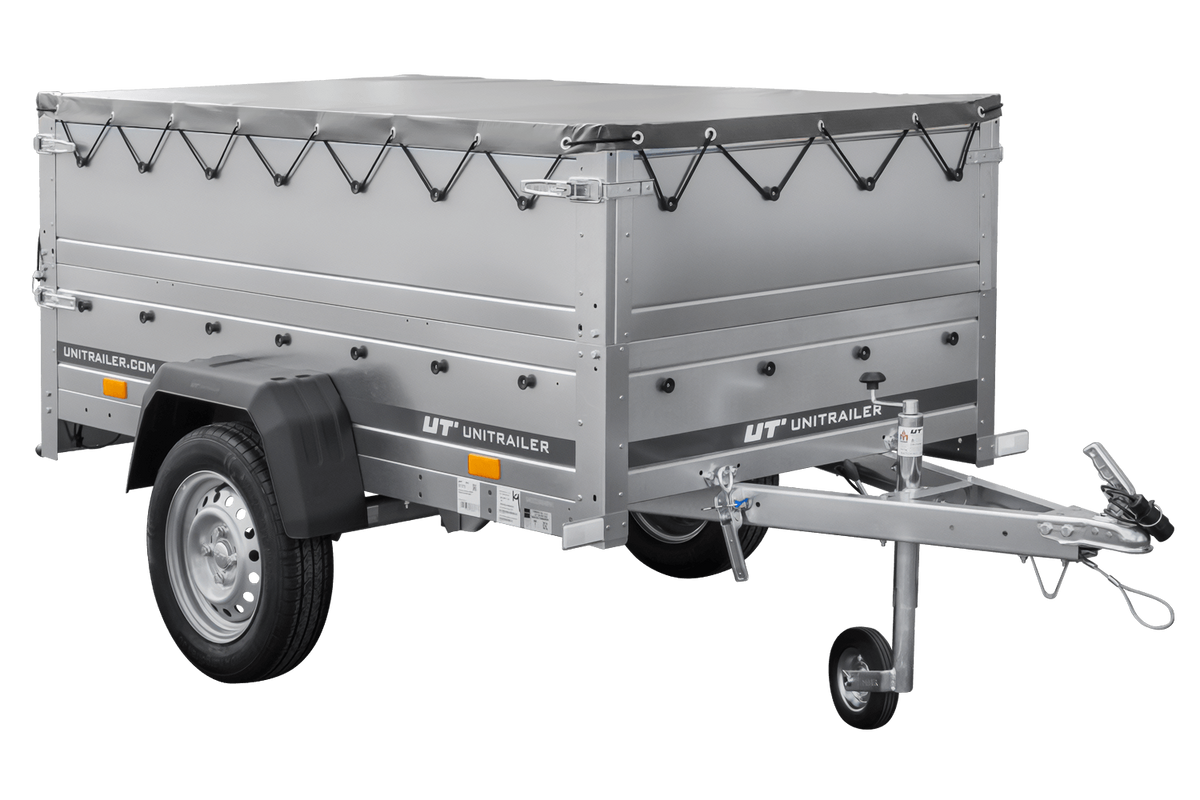 Neuer Anhänger 200x106 mit Flachplane, Bordwandaufsätzen und Stützrad – Garden Trailer 200 KIPP