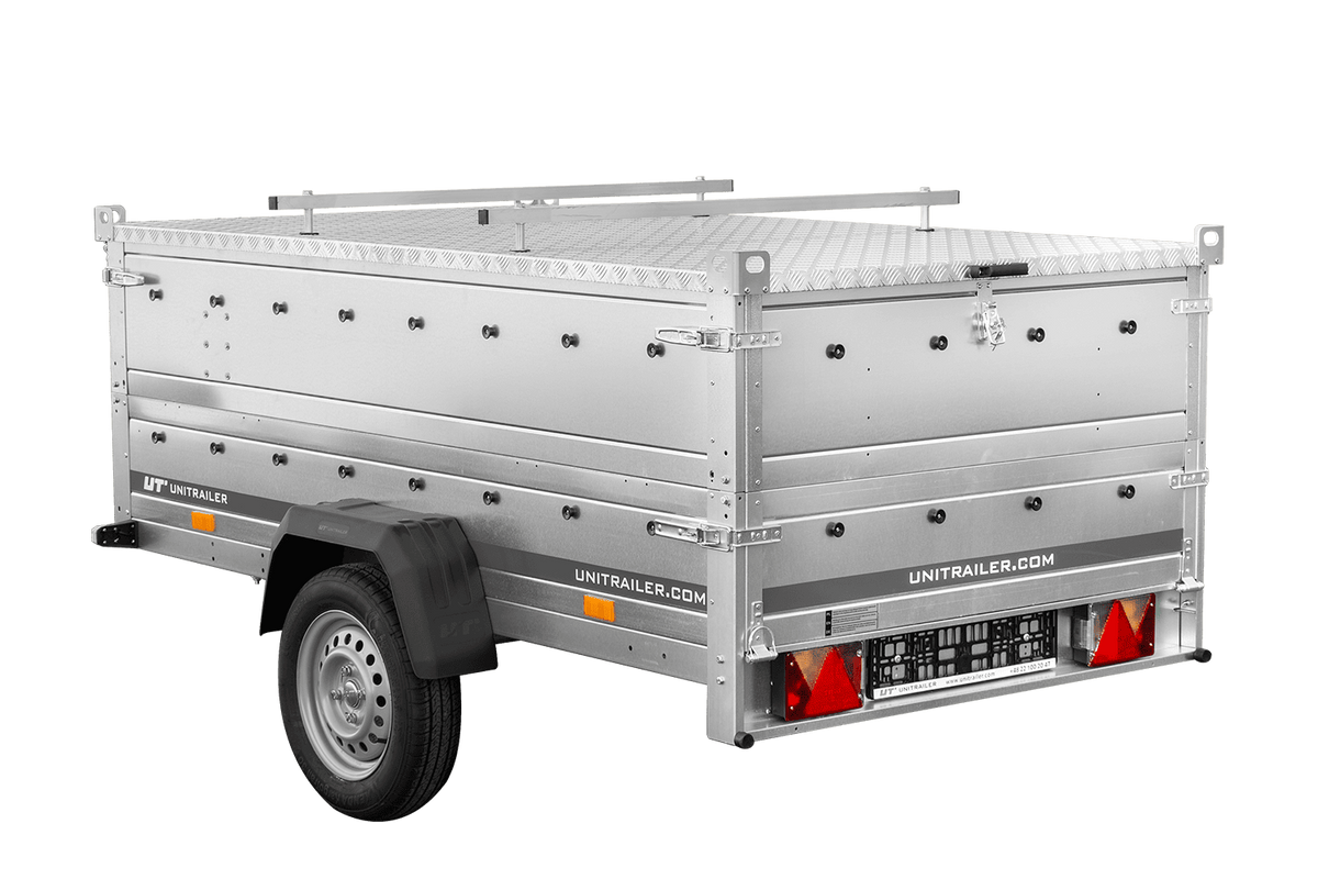 Single-axle trailer 230x125 UNITRAILER GARDEN 230 KIPP with BIS side walls and aluminum cover