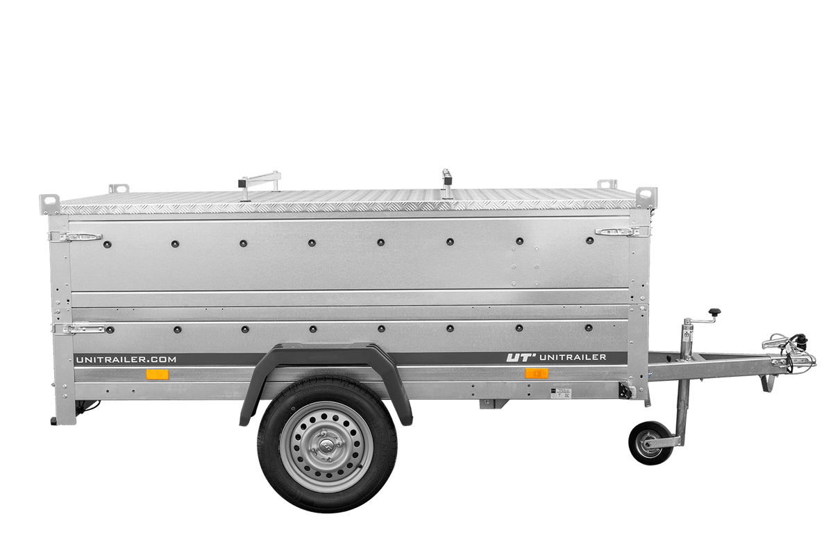 Single-axle trailer 230x125 UNITRAILER GARDEN 230 KIPP with BIS side walls and aluminum cover