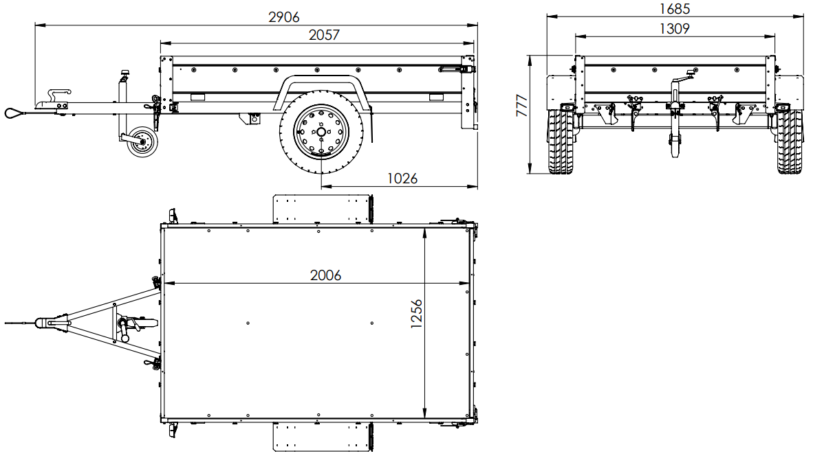Anhänger 750 kg 200 x 125 mit Hochplane und Spriegel Garden Trailer 201 KIPP