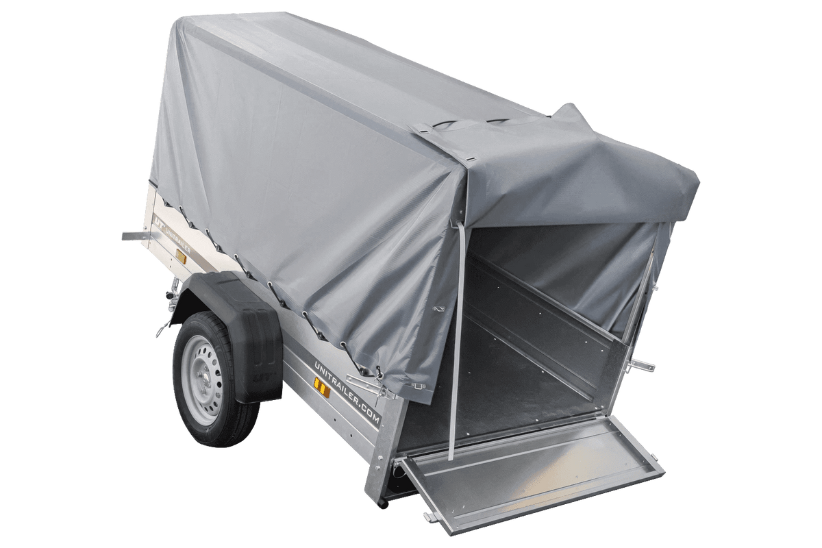 PKW-Anhänger Garden Trailer 200 KIPP 200 x 106 cm mit Hochplane, Spriegel und Stützrad Gesamtgewicht 500 kg