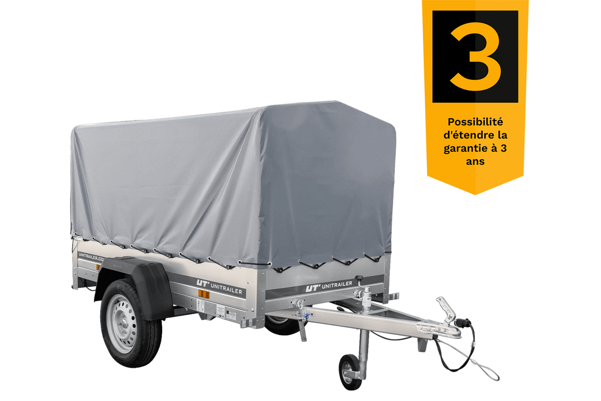 PKW-Anhänger Garden Trailer 200 KIPP 200 x 106 cm mit Hochplane, Spriegel und Stützrad Gesamtgewicht 500 kg
