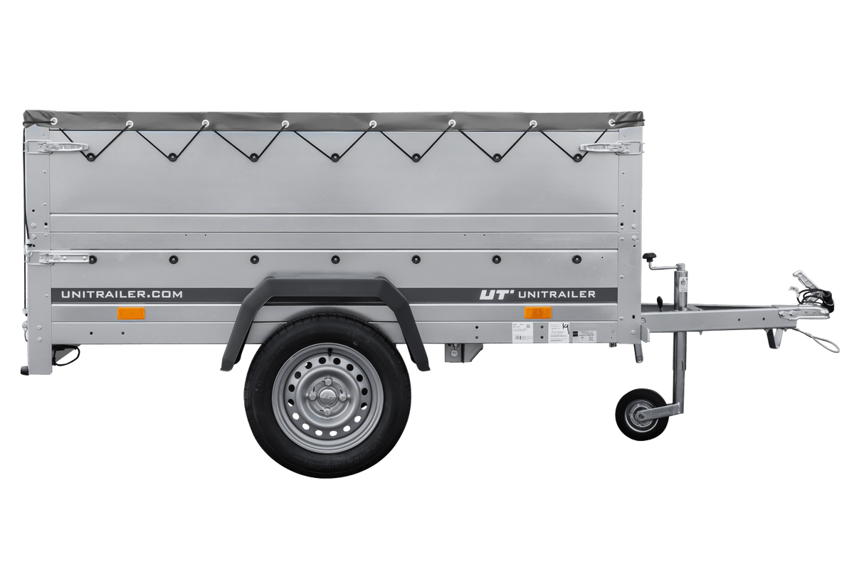 Neuer Anhänger 200x106 mit Flachplane, Bordwandaufsätzen und Stützrad – Garden Trailer 200 KIPP