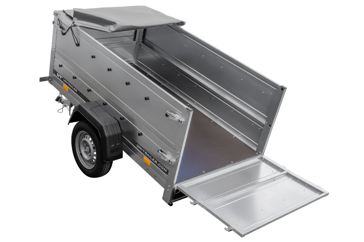 Neuer Anhänger 200x106 mit Flachplane, Bordwandaufsätzen und Stützrad – Garden Trailer 200 KIPP