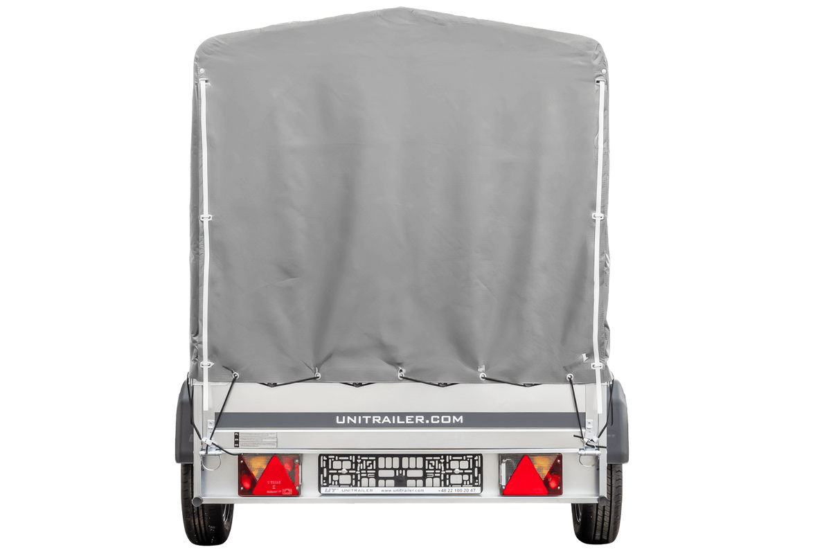 Straßenanhänger mit hoher Plane (110 cm), Gestell (110 cm) und Stützrad 230x125 Garden Trailer 230 KIPP