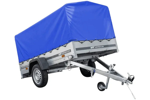 Remorque routière avec bâche haute bleue, arceau H-800 et roue jockey 230x125 Garden Trailer 230 KIPP